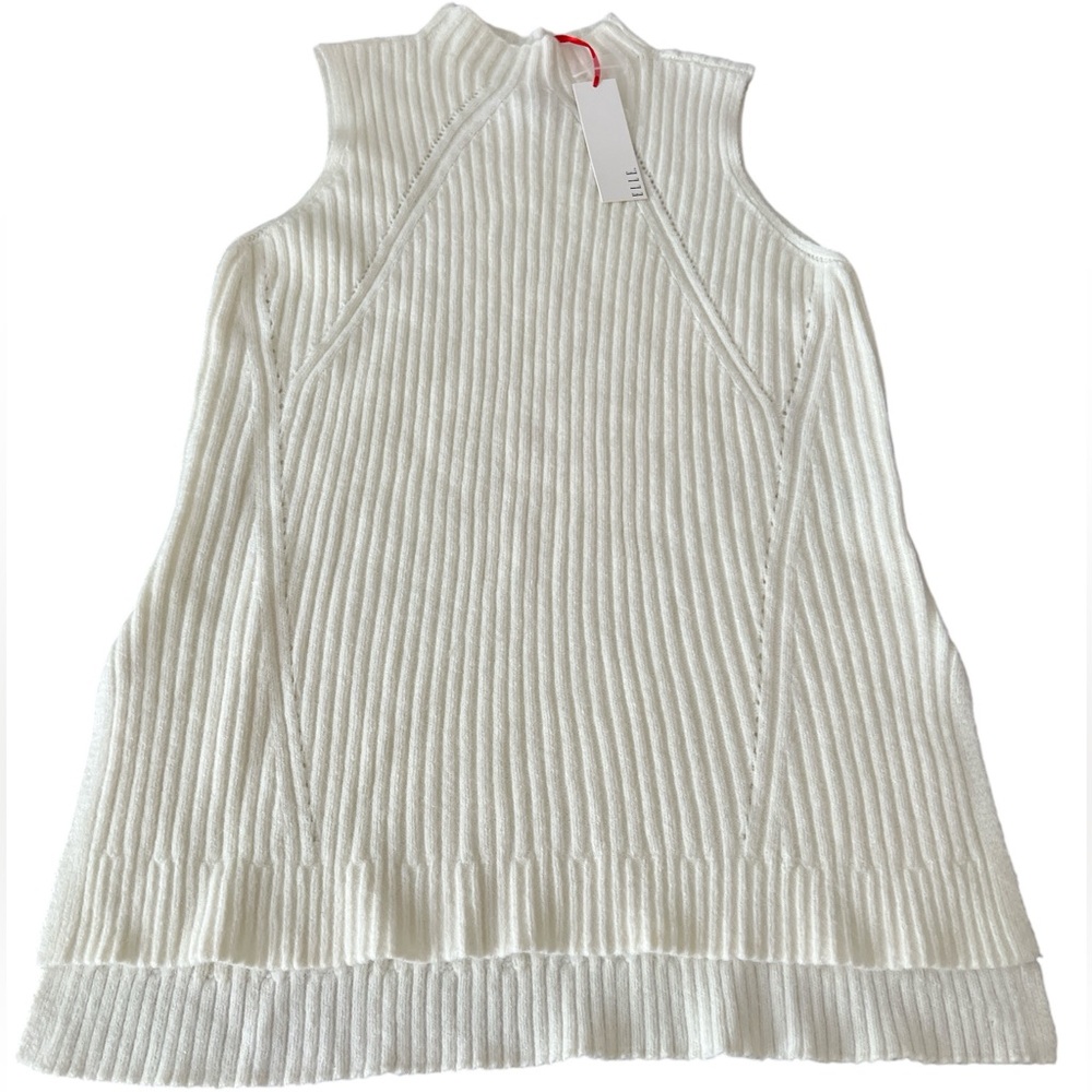 ELLE Womens Sleeveless Mock Neck Sweater, NWT, Size-S, 
Color-Cream